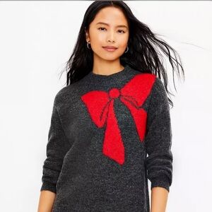 LOFT Bow Mock Neck Sweater 🩶